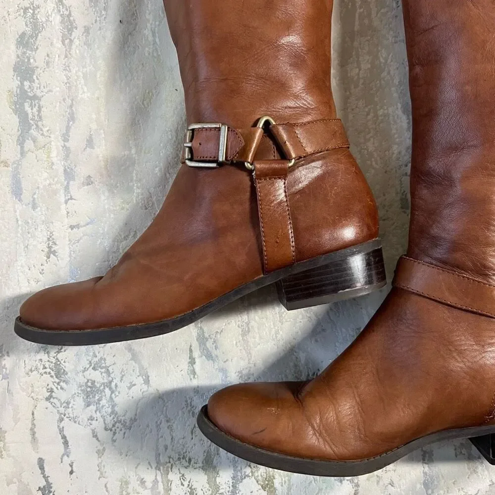 INC International Concepts British tan Leather Riding Boots